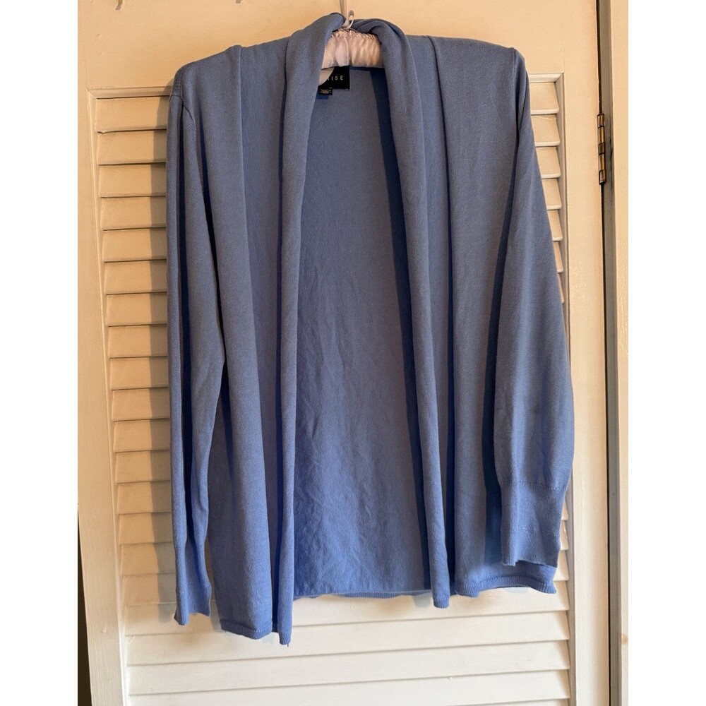 Women’s Long Sleeved Open Front Cardigan Size XL Light Blue Classic Layering